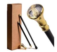 Bastón con Empuñadura Recta Dorada y Diseño de Corona de Caballero Medieval. Bastón Decorativo y Moderno para Hombres y Mujeres, Ideal para Cosplay.(W-3)