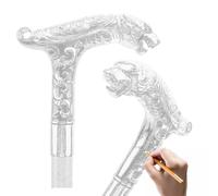 Bastón de Aleación de Aluminio con Cabeza de Leopardo para Hombres y Mujeres, Bastón de Metal Gótico Decorativo Adornado con Mango Ergonómico, Bastón para Personas Mayores