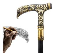 Bastón de Caminar de Aleación de Aluminio de la Época Victoriana, Cabeza de Águila Negro y Oro con Detalles Exquisitos, Bastón Elegante para Fiesta de 36,6"