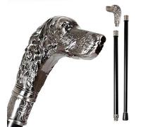 Bastón de Caminar Vintage para Hombres, Elegante Decorativo Cabeza Perro, Ideal para Cosplay, Fiesta Boda y Coleccionismo(Ancient Silver,Double Section)