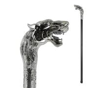 Bastón de Caminar Vintage Plata Cabeza Perro para Hombres Antiguo Caballero Ideal para Cosplay Fiesta Boda y Colección Antigua