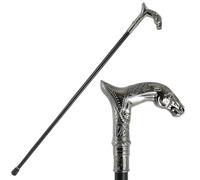 Bastón de Caminar Vintage Plata Cabeza Perro para Hombres Antiguo Caballero Ideal para Cosplay Fiesta Boda y Colección Antigua(Single Section)