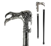 Bastón de Caminar Vintage Plata Cabeza Perro para Hombres Antiguo Caballero Ideal para Cosplay Fiesta Boda y Colección Antigua(Double Section)