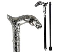 Bastón de Caminar Vintage Plata Cabeza Perro para Hombres Antiguo Caballero Ideal para Cosplay Fiesta Boda y Colección Antigua(Double Section)