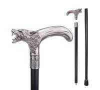 Bastón de Caminar Vintage Plata Cabeza Perro para Hombres Antiguo Caballero Ideal para Cosplay Fiesta Boda y Colección Antigua(Double Section)