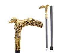 Bastón de Caminera con Mango Cabeza Perro Dorado, Decorativo Vintage para Caballeros y Coleccionistas, Palo Elegante para Cosplay, Fiesta Disfraces Uso Diario(Double Section)
