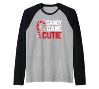 Bastón de Caramelo Cutie Navidad Divertido a Juego Camiseta Manga Raglan