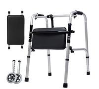 Bastón de cuatro patas para rehabilitación de pie, ligero, plegable, para caminar con ayuda de las extremidades inferiores (con ruedas) poderosamente