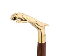 Bastón De Madera con de Vintage Antiguo Cabeza de Tigre De Latón Oro Finalisar Hecho A Mano Ligero Decorativo Regalo Ideal para Hombres Mujeres Y Mayores Adultos 35 Pulgadas