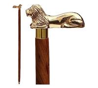 Bastón De Madera con Mango de Vintage Antiguo Cabeza De León De Latón Hecho A Mano Ligero Decorativo Regalo Ideal para Hombres Mujeres Y Mayores Adultos 36 Pulgadas