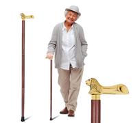 Bastón De Madera con Mango de Vintage Antiguo Cabeza De León De Latón Hecho A Mano Ligero Decorativo Regalo Ideal para Hombres Mujeres Y Mayores Adultos 36 Pulgadas