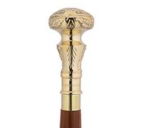 Bastón De Madera con Mango de Vintage Antiguo Flor de Redondo Acabado Dorado Hecho A Mano Ligero Decorativo Regalo Ideal para Hombres Mujeres Y Mayores Adultos 36 Pulgadas