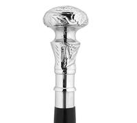 Bastón De Madera con Mango de Vintage Antiguo Flor de Redondo Acabado Plata Finalizar Hecho A Mano Ligero Decorativo Regalo Ideal para Hombres Mujeres Y Mayores Adultos 36 Pulgadas