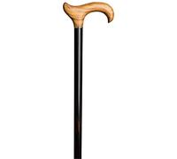 Bastón de madera de ébano L-Derby de color negro. Material de madera de ébano. Longitud de 80 cm hasta 94 cm. Soporta hasta 100 kg.