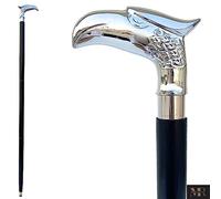 Bastón de madera de estilo victoriano para hombre y mujer, 95 cm de largo, con puño de latón, madera, WalKing Cane., Silver Eagle Head