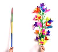 Bastón de metal arcoíris desapareciendo a flores, trucos de magia de escenario, increíble varita mágica de primer plano para magos profesionales