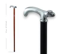 Bastón de paseo CAVAGNINI 97 cm personalizable. Madera negra, palo hecho a mano en Italia, producto artesanal para hombre y mujer (Sirena)