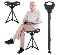 Bastón de paseo con asiento, bastón para personas mayores y adultos, bastón plegable portátil con bolsa de transporte, bastón de senderismo ajustable en altura con capacidad de asiento de 250 kg
