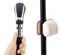 Bastón de Paseo de Cuero Negro y Plata con Soportes de Pared para Guardarlo, Bastón Decorativo de Moda, Bastón Elegante de Cosplay para Caballeros, 94cm