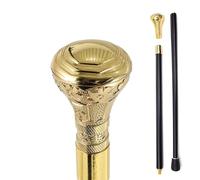 Bastón de Paseo Vintage con Mango Esférico Plateado, Decorativo Desmontable en 2 Piezas, Elegante para Caballeros para Fiestas y Uso Diario(Gold,Double Section)