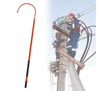 Bastón de rescate aislado con mango de fibra de vidrio reforzado, 1 m, 1,5 m, 2 m, 3 m, gancho de rescate aislado para vehículos eléctricos, poste de rescate ligero contra descargas eléctricas (rojo
