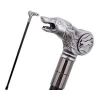 Bastón de Resina Plateada con Cabeza de Lobo de Lujo, para Hombre y Mujer Extraíble Antideslizante, para Cosplay Fiesta Vintage 92 Cm