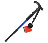 Bastón de senderismo de aleación de aluminio para senderismo, longitud ajustable con diseño plegable para mayor comodidad (azul)