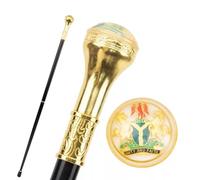Bastón de Senderismo de Estilo Británico con Diseño de Dos Caballos en Dorado, Elegante Bastón de Trekking Vintage con Adornos, Resistente Ayuda para la Movilidad Decorativa