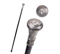 Bastón decorativo de moda con relieve de tótem de cabeza de lobo, bastón de caballero de lujo con pomo