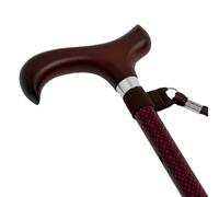 Bastón Extensible para Mayores - Aluminio con Empuñadura de Madera Ergonómica Ambidiestra (DAMERO Granate)