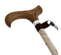 Bastón Extensible para Mayores - Aluminio con Empuñadura de Madera Ergonómica Ambidiestra (Paisley Beige)