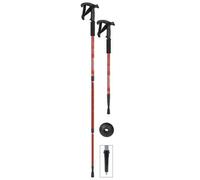 Baston Extensible Trekking Rojo para Caza de Aluminio Negro Extensible Caza, Pesca, Camping, Outdoor, Supervivencia y Bushcraft Albainox 39044-RO + Portabotellas Supervivencia de Regalo