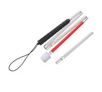 Bastón Guía Plegable de Aluminio para Ciegos y Baja Visión | Cinta Reflectante Roja, Empuñadura Cómoda Antideslizante, Sistema de Cuatro Secciones, para Viajes y Trayectos