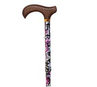 García 1880 Muletilla Plegable Estampada Flores Puño Madera