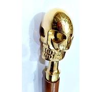 Bastón náutico de latón con diseño de calavera de madera, 3 pliegues