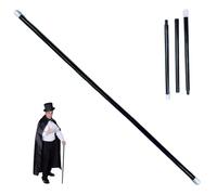 Bastón Negro Varita mágica de plástico de 40 Pulgadas con Tapas Blancas bastón de Disfraz de Halloween Desmontable par