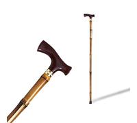 Bastón para Caminar, Ayuda Apoyo, con Acabado Elegante, puño nacarado de Concha Rojizo y Palo Madera de bambú, Muy Ligero. Contera Goma antiresbalamiento. Personas Mayores y Ancianos (627)