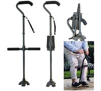 Bastón para Caminar para Personas Mayores, bastón para Caminar con Cuello de Cisne, Bastones Compensados, Doble Mango para Ayudar a levantarse, muleta Plegable Ajustable en Altura, Ayuda para