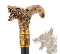 Bastón para Caminar Rey Lobo de Latón y Aleación de Aluminio para Hombres y Mujeres, Bastón Metálico Gótico Decorativo y Ornado con Empuñadura Ergonómica para Personas Mayores