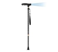 Bastón para hombre y mujer con luz LED, 10 niveles ajustables, aluminio extensible, correa de mano y goma para senderismo, camping, montañismo