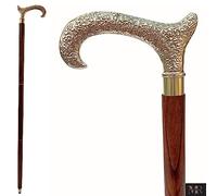 Bastón para hombres y mujeres, 96,77 cm, de aspecto vintage y estilo victoriano, mango de metal en forma de cabeza de perro