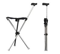 Bastón para Mayores con Silla 80-90cm de Altura Ajustable Aluminio,Engrosamiento Bastón Plegable con Asiento con Carga De 150kg,Mobility Bastones para Mayores para Caminar,Hacer Cola,Viajar