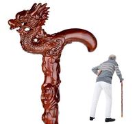 Bastón para personas mayores, bastón de madera de dragón tallado hecho a mano, soporta hasta 330 libras, muletas para hombres y mujeres
