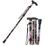 Bastón Plegable,5 Niveles de Altura Ajustable, Ligero y Portátil para Viaje,Diseño Floral Negro Elegante,Soporte Estable para Personas Mayores y Adultos con Movilidad Reducida para Hogar y Exteriores