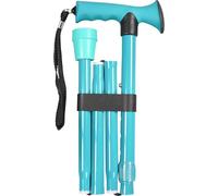 Bastón Plegable Ajustable con Mango ergonómico de Goma, 5 ajustes de Altura, Aluminio Ligero, Correa de muñeca y Punta Antideslizante, Compacto para Viajes, soporta hasta 100 kg, Color Verde Azulado