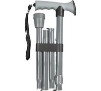 Bastón Plegable Ajustable con Mango ergonómico de Goma, 5 ajustes de Altura, Aluminio Ligero, Correa de muñeca y Punta Antideslizante, Compacto para Viajes, soporta hasta 100 kg, Color Gris