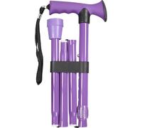 Bastón Plegable Ajustable con Mango ergonómico de Goma, 5 ajustes de Altura, Aluminio Ligero, Correa de muñeca y Punta Antideslizante. Compacto para Viajes, soporta hasta 100 kg, Color Lila