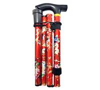 Bastón plegable ajustable de 5 secciones, bastón de acampada, color rojo, 84-93 cm