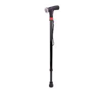 Bastón plegable: bastón plegable ajustable, bastón de viaje ligero | Bastón de viaje de 73 cm con alarma, luz LED, radio y mango en T acolchado, bastón de paseo con desplazador