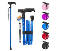 Bastón plegable BigAlex - Bastón plegable para hombres y mujeres - Plegable, ligero, ajustable, portátil, para caminar de mano - Ayuda a la movilidad - Asas elegantes y cómodas en T, Azul